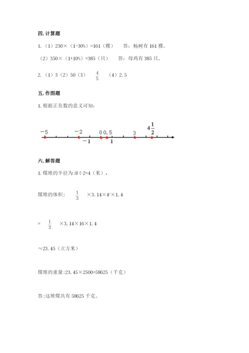 海晏县六年级下册数学期末测试卷（全优）.docx