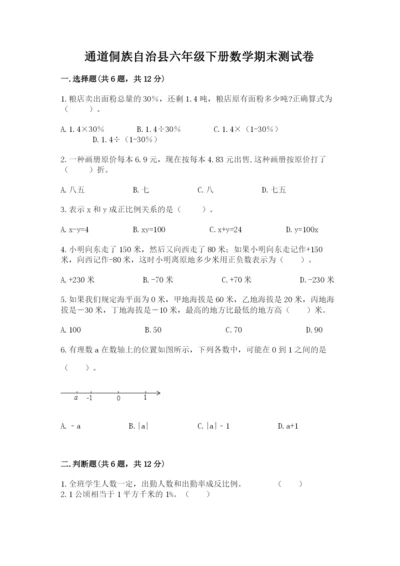 通道侗族自治县六年级下册数学期末测试卷必考题.docx