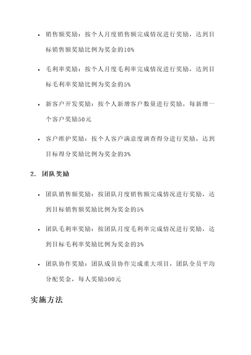 以销售毛利的绩效方案