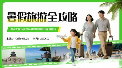 绿色清新风暑假旅游全攻略PPT模板
