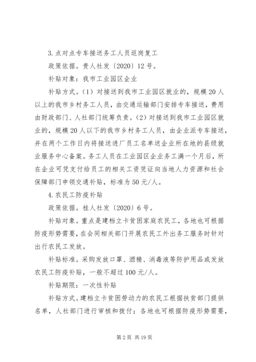 人社领域支持企业复工复产特别优惠政策汇编.docx