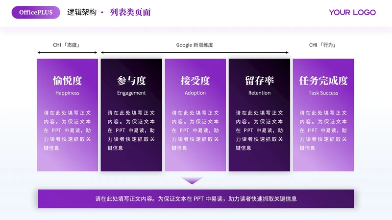 紫色商务风5项列表PPT单页