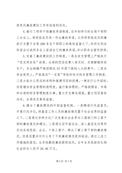 市工商局党委书记局长履职与廉政建设情况报告 (4).docx