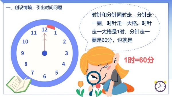 人教版数学上册认识时间课件PPT模板