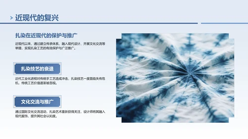 蓝色中国风非遗扎染文化技艺PPT模板