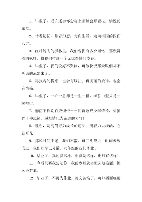 小学毕业哭爆句子精彩10篇