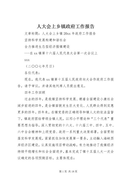 人大会上乡镇政府工作报告.docx