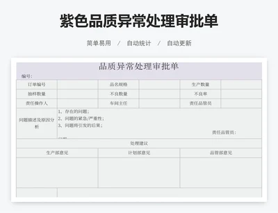 灰绿品质异常处理审批单