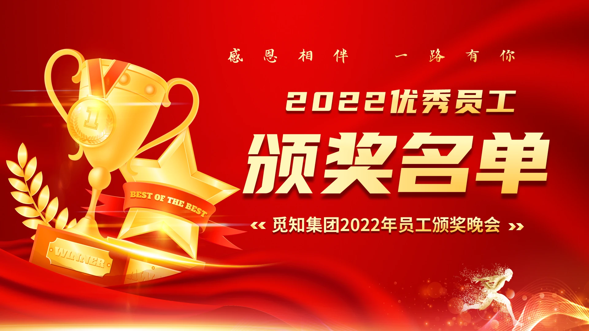 红色喜庆大气企业年终优秀员工颁奖名单PPT