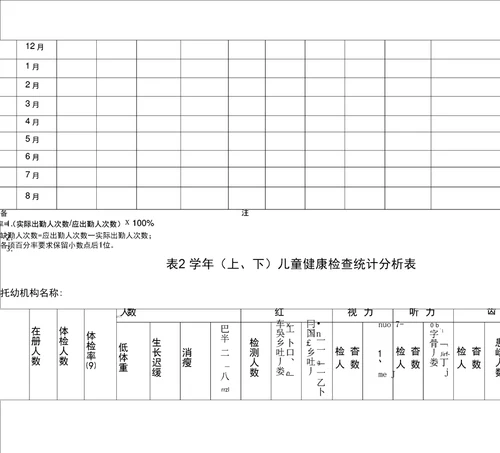 医务室保健室常用表格