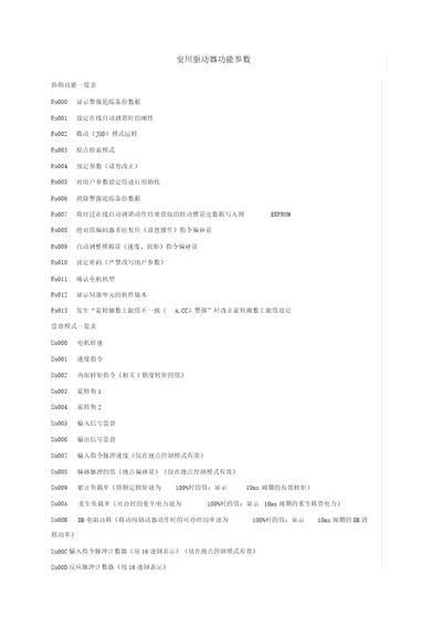 安川驱动器功能参数