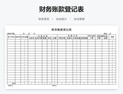 财务账款登记表