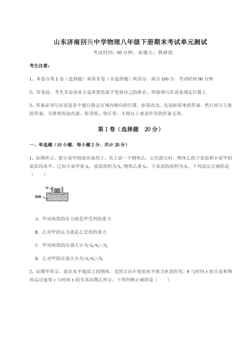 小卷练透山东济南回民中学物理八年级下册期末考试单元测试试题（含答案解析）.docx