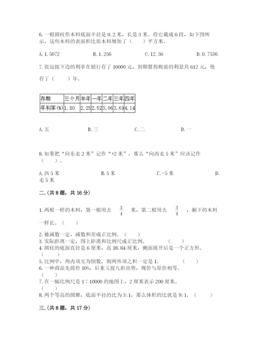 小学数学六年级下册竞赛试题含答案【轻巧夺冠】.docx