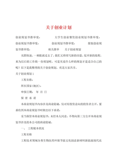 关于创业计划