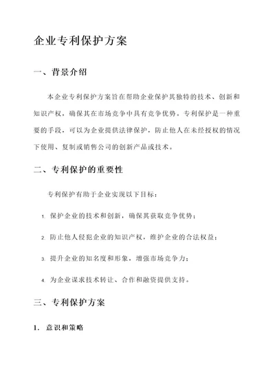 企业专利保护方案