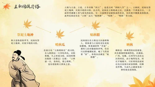 手绘水彩中国风二十四节气立秋科普PPT模板