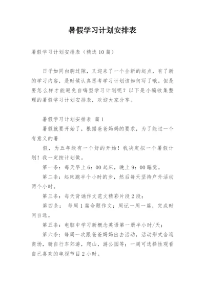 暑假学习计划安排表.docx