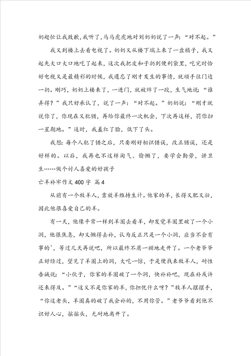 亡羊补牢作文400字5篇