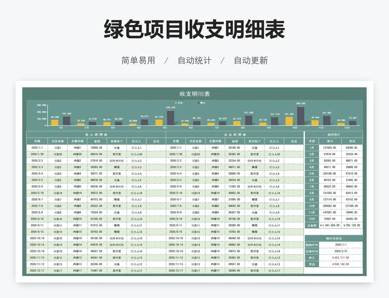 绿色项目收支明细表