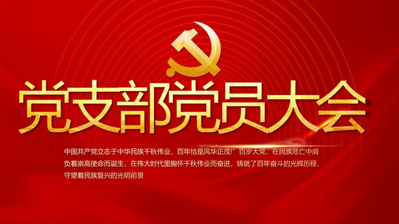党支部党员大会工作总结PPT模板