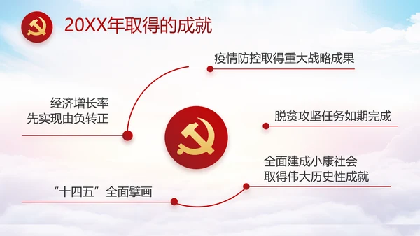 红色大气党建党支部年终工作总结PPT