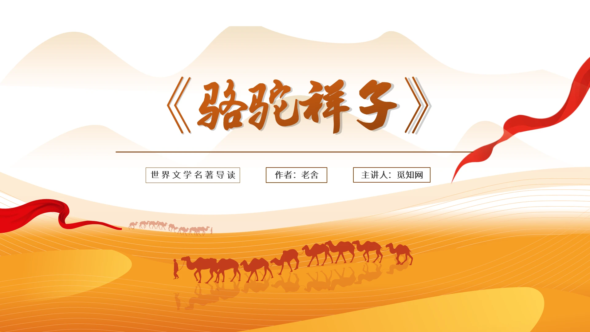 黄色简约风骆驼祥子文学读书分享PPT模板