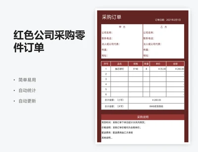 红色公司采购零件订单