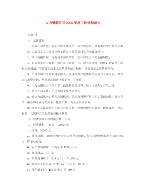 精编之人力资源公司年度工作计划范文.docx