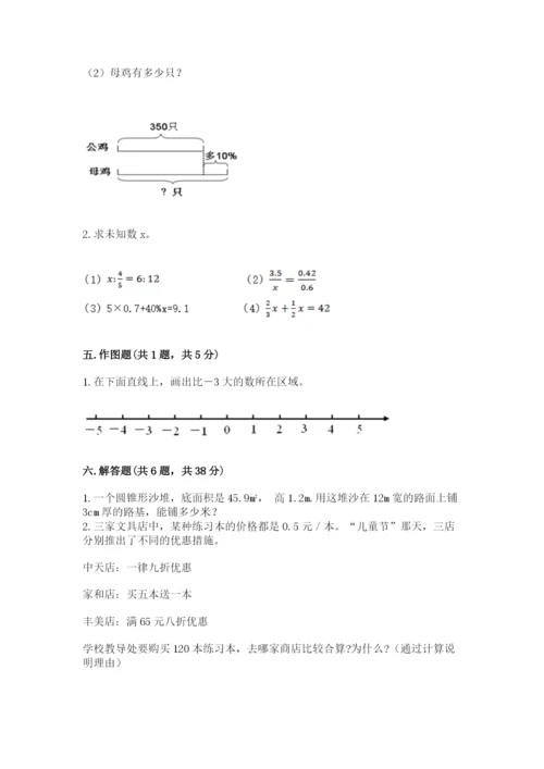 大洼县六年级下册数学期末测试卷完美版.docx