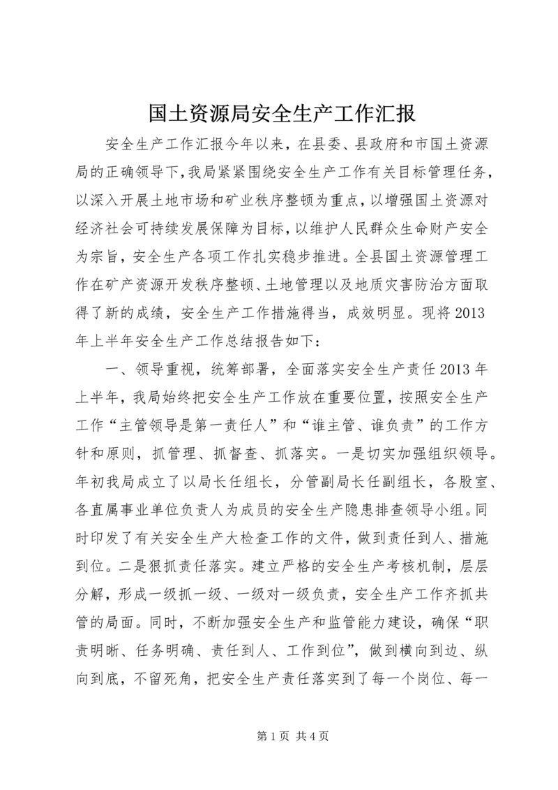 国土资源局安全生产工作汇报.docx