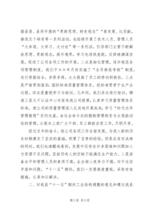 瓷业公司十一五规划座谈会发言材料 (5).docx