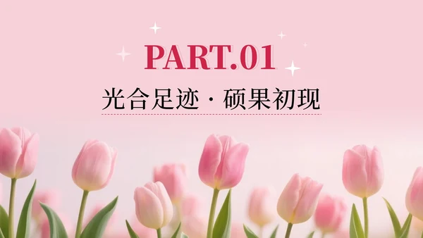 粉色小清新郁金香花团锦簇汇报PPT模板
