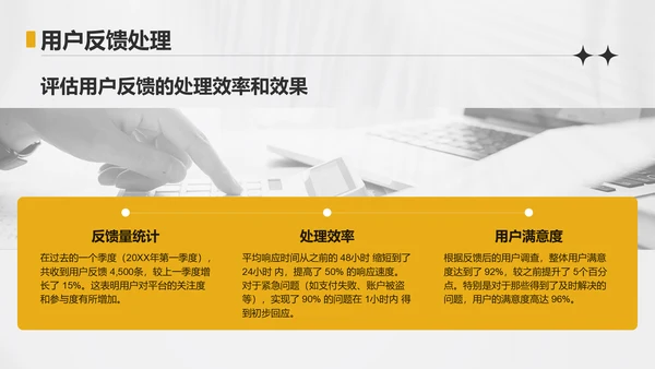 黄色简约风运营指标趋势分析PPT模板