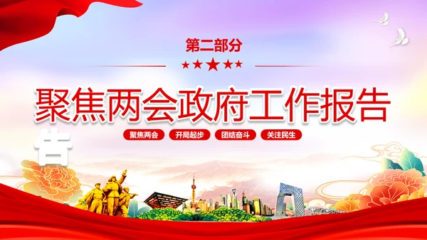 红色简约大气党课全面学习我国两会课件PPT