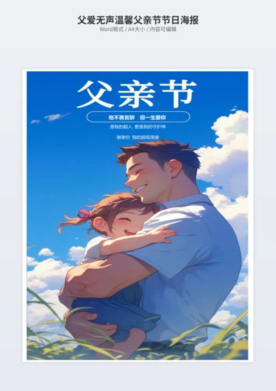 父爱无声温馨父亲节节日海报