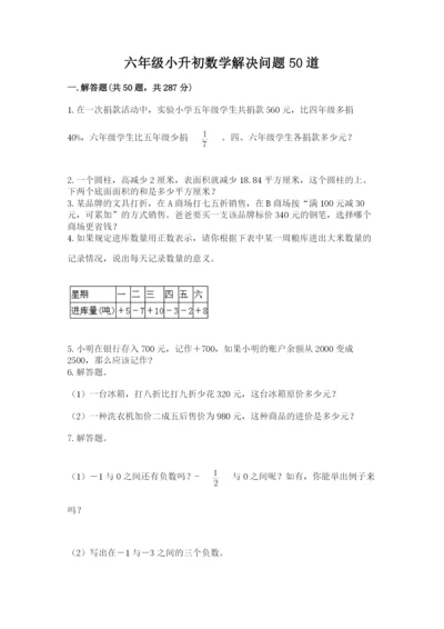 六年级小升初数学解决问题50道（考点精练）.docx