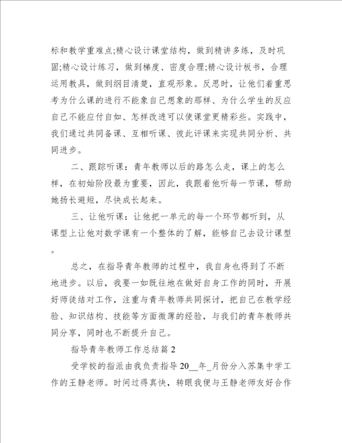 指导青年教师工作总结