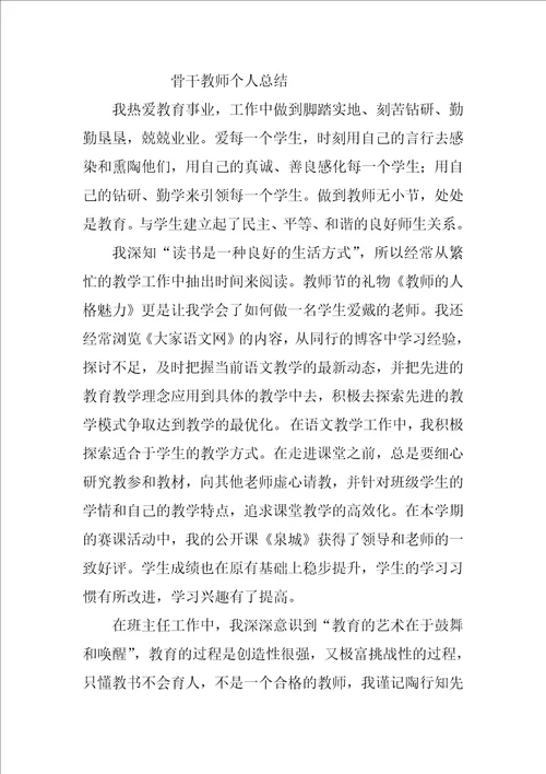 骨干教师个人总结14