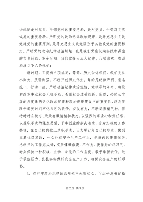 严守党的政治纪律和政治规矩、廉洁自律研讨发言材料.docx