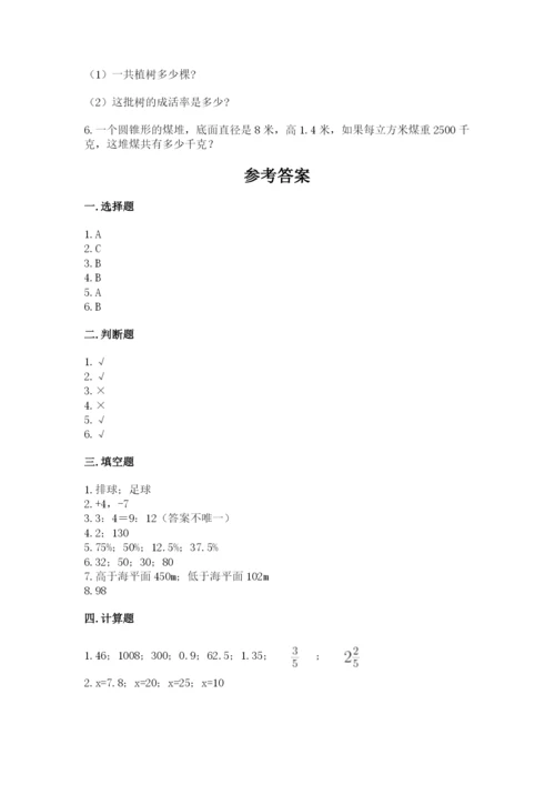 小学六年级下册数学期末卷（达标题）word版.docx
