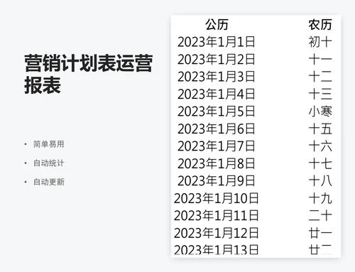 营销计划表运营报表