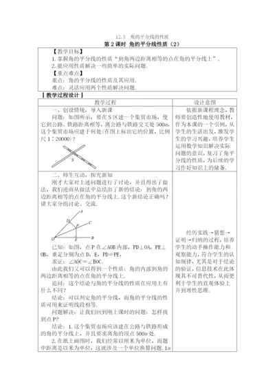 人教版八年级数学上册教案：12.3.2角的平分线性质(2).docx