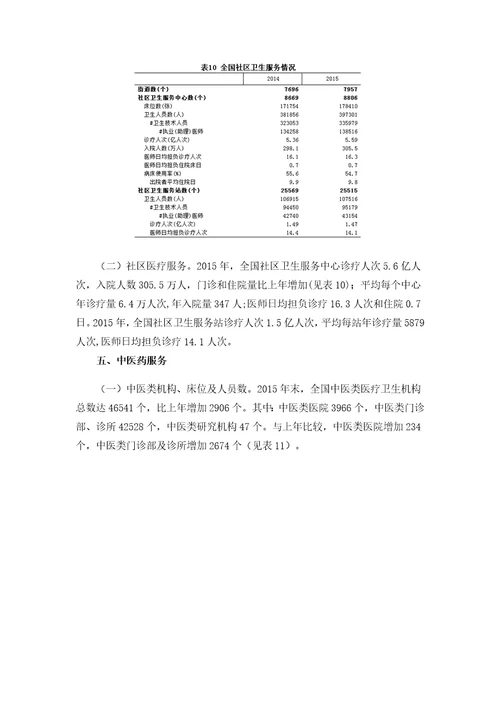 我国卫生和计划生育事业发展统计公报