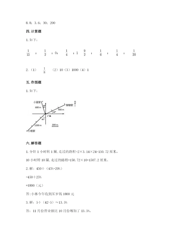 人教版六年级上册数学期末测试卷精品【综合题】.docx