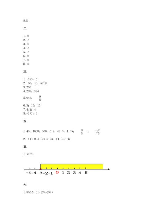 沪教版六年级数学下学期期末测试题附答案（夺分金卷）.docx