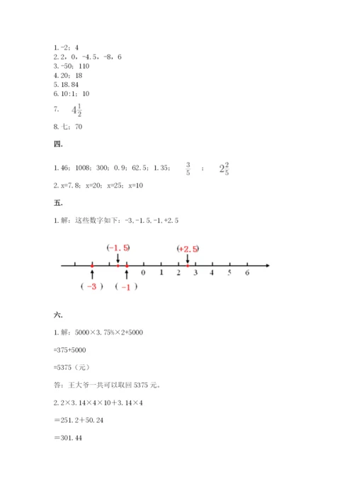 人教版六年级数学小升初试卷附参考答案【综合卷】.docx