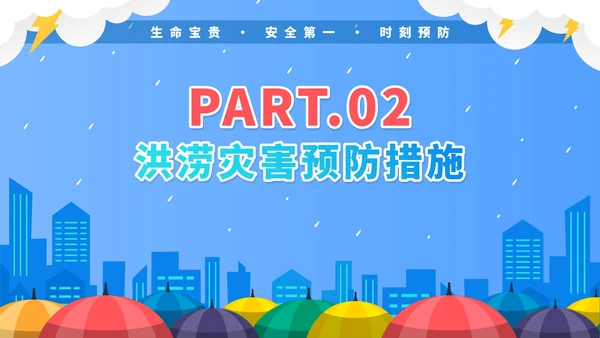 蓝色卡通企业防洪涝安全培训PPT模板