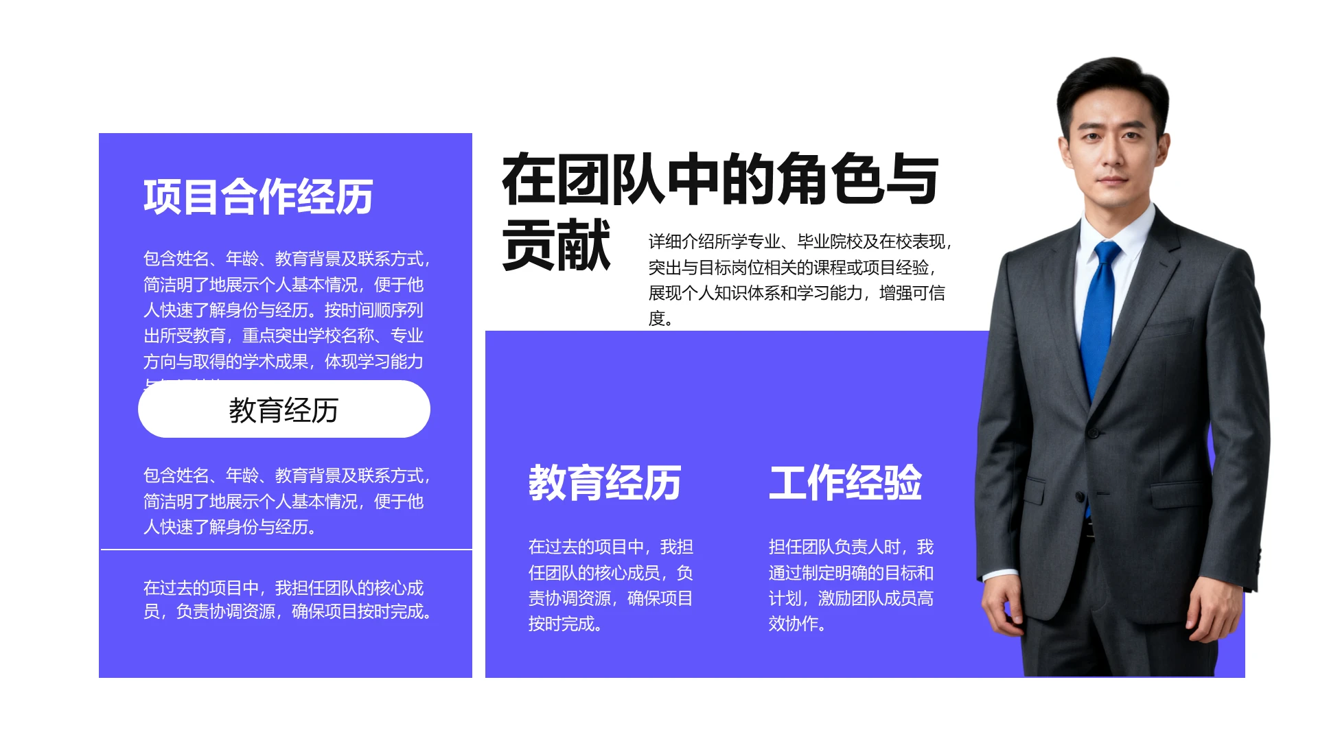 蓝色简约风含图片个人介绍PPT关系页