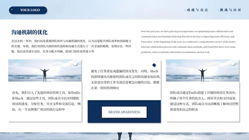 深蓝色商务年度汇报总结通用PPT模板